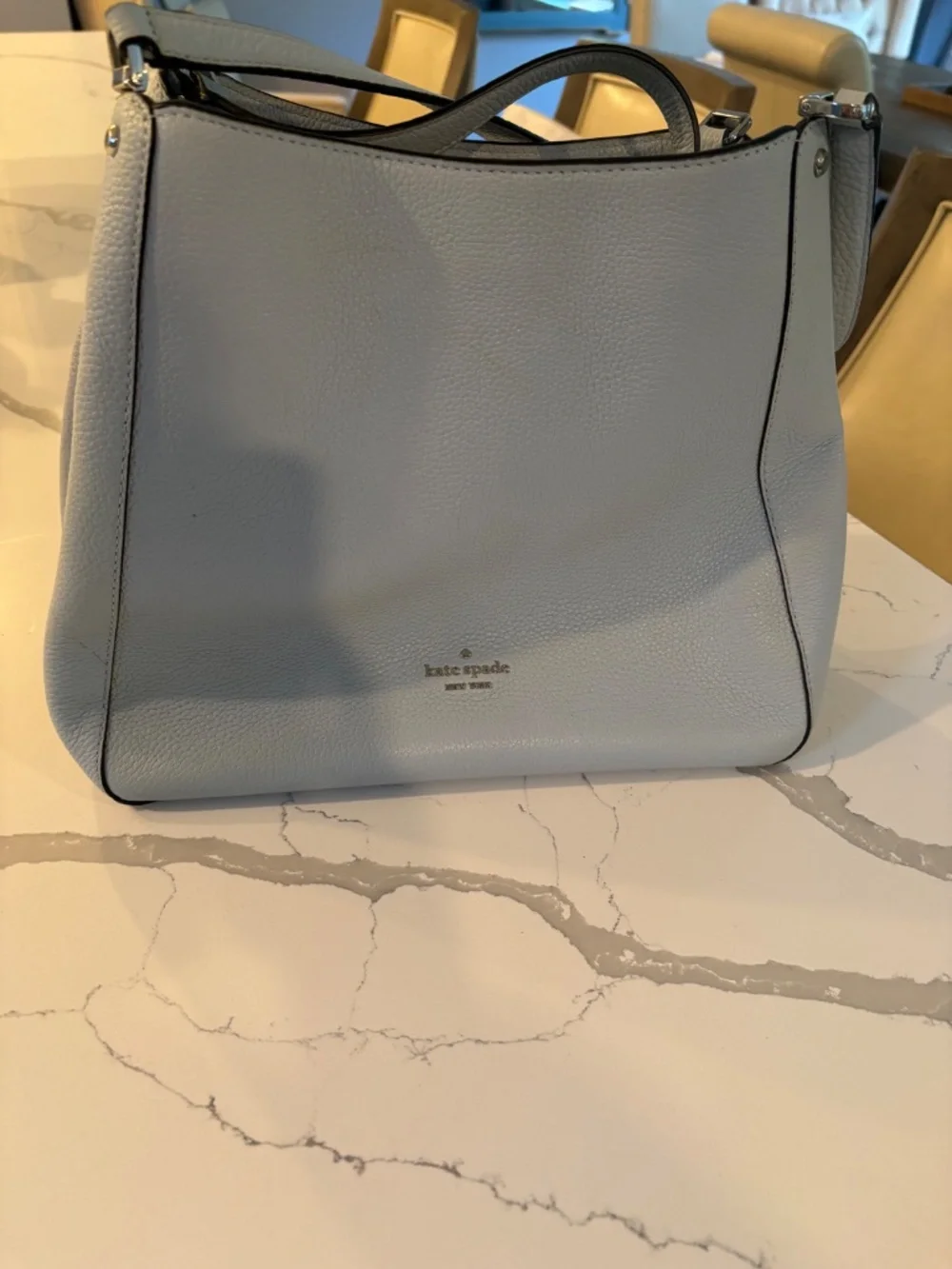 Kate Spade Light Blue Pebbled Leather Shoulder Bag